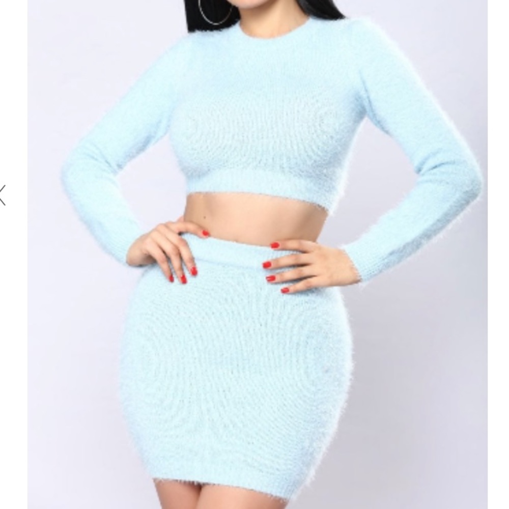 Fuzzy blue fashion nova set